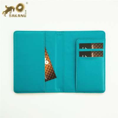 Customized PU fake leather passport holder cover with silk printing LOGO