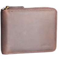 Leather Double Fold Wallet / Real Belt Zipper Classic Wallet Card Case Wallet